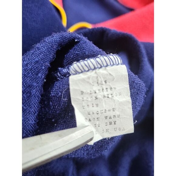Vintage 90s Sequel Fleece Sweatshirt Color Block Size Small Navy Blue Red USA - Picture 6 of 9